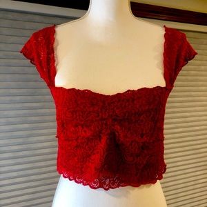 Free People Intimately Red Lace Crop